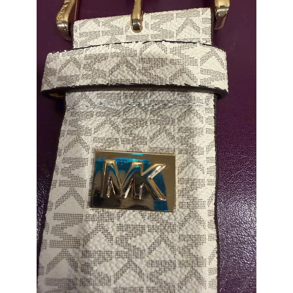 Michael Kors NWT women's stretch belt white signature logo monogram design S/M